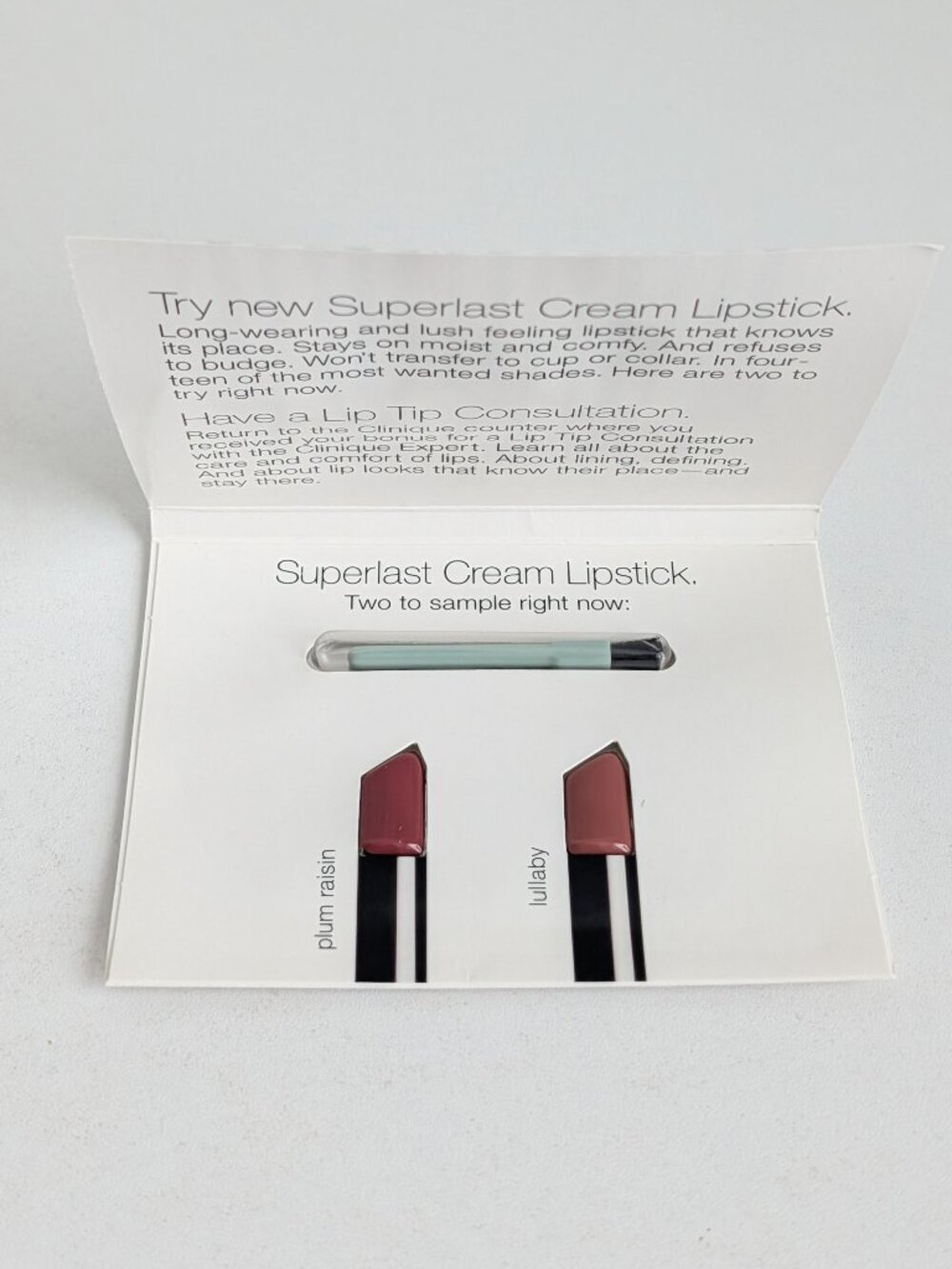 Clinique Superlast Cream Lipstick Plum Raisin & Lullaby Samples Discontinued